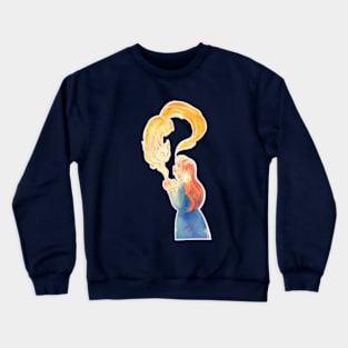 Girl with the spirit of a magic cat Crewneck Sweatshirt